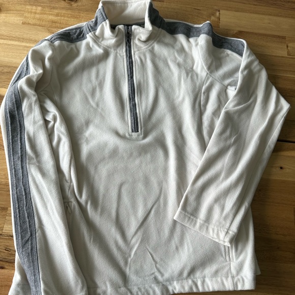 Eddie Bauer white fleece half-zip sweater - Picture 1 of 5